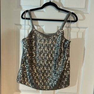 NWT ladies size large SEQUIN tank in feather grey by Cupio!
